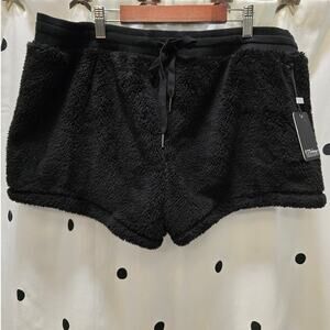 NWT P.J. Salvage black soft plush fuzzy faux fur pj shorts size XL drawstring